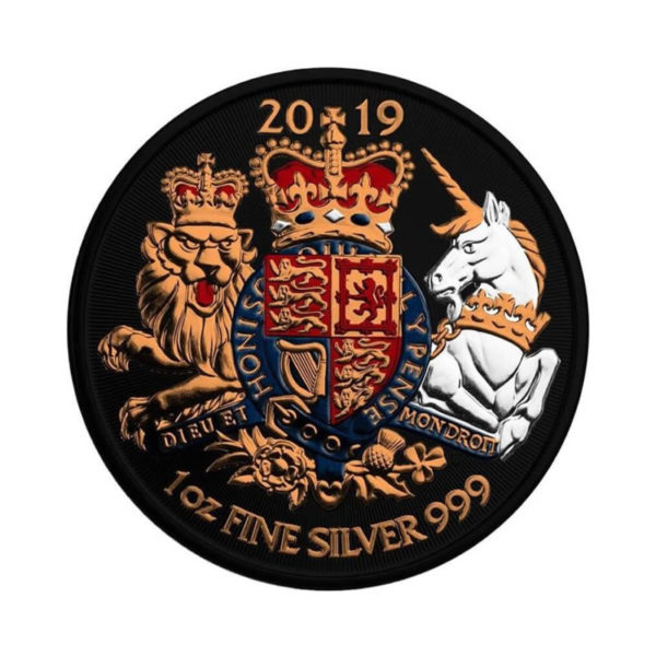 Royal Arms Metallic finish / gildet 1oz Silbermünze 2019