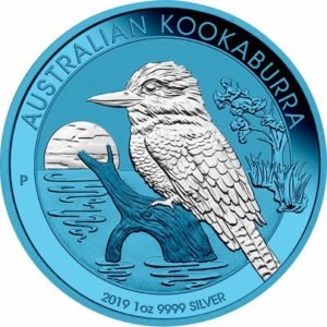 Kookaburra Space Blue coloriert Silbermünze 2019 (500 Stck.)